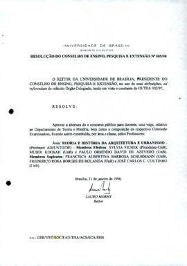 Resolução do Conselho de Ensino, Pesquisa e Extensão nº 0005/1998