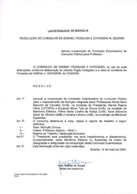 Resolução do Conselho de Ensino, Pesquisa e Extensão nº 0302/2009