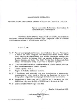 Resolução do Conselho de Ensino, Pesquisa e Extensão nº 0217/2009