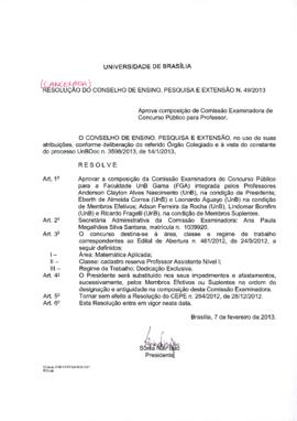 Resolução do Conselho de Ensino, Pesquisa e Extensão nº 0049/2013