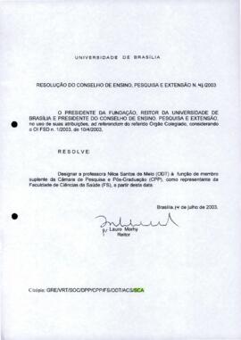 Resolução do Conselho de Ensino, Pesquisa e Extensão nº 0041/2003