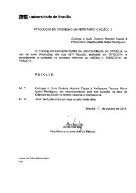 Resolução do Conselho Universitário nº 0027/2014