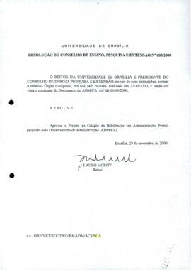 Resolução do Conselho de Ensino, Pesquisa e Extensão nº 0083/2000
