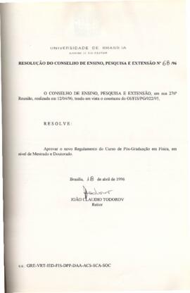 Resolução do Conselho de Ensino, Pesquisa e Extensão nº 0068/1996