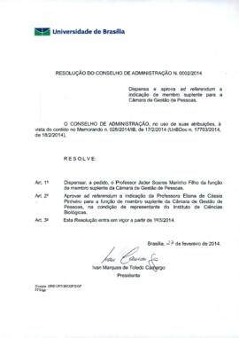 Resolução do Conselho de Administração nº 0002/2014