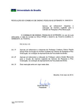 Resolução do Conselho de Ensino, Pesquisa e Extensão nº 0090/2014