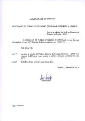 Resolução do Conselho de Ensino, Pesquisa e Extensão nº 0106/2013