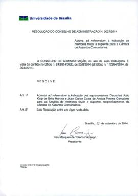 Resolução do Conselho de Administração nº 0027/2014