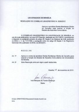 Resolução do Conselho Universitário nº 0038/2012