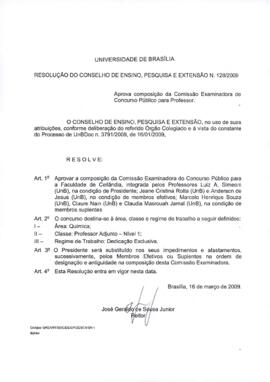 Resolução do Conselho de Ensino, Pesquisa e Extensão nº 0128/2009