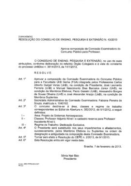 Resolução do Conselho de Ensino, Pesquisa e Extensão nº 0043/2013