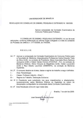 Resolução do Conselho de Ensino, Pesquisa e Extensão nº 0199/2009