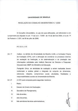 Resolução do Conselho Universitário nº 0001/2009