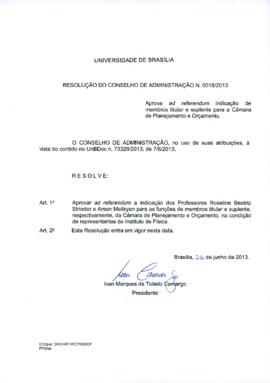 Resolução do Conselho de Administração nº 0018/2013
