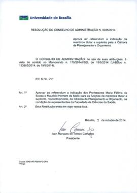 Resolução do Conselho de Administração nº 0035/2014