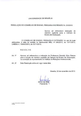 Resolução do Conselho de Ensino, Pesquisa e Extensão nº 0233/2013