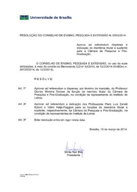 Resolução do Conselho de Ensino, Pesquisa e Extensão nº 0053/2014