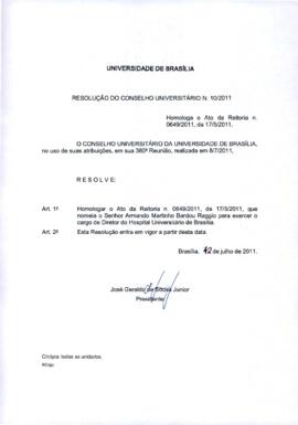 Resolução do Conselho Universitário nº 0010/2011