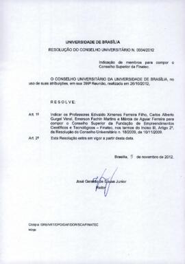 Resolução do Conselho Universitário nº 0034/2012