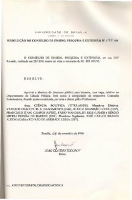 Resolução do Conselho de Ensino, Pesquisa e Extensão nº 0199/1996