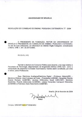 Resolução do Conselho de Ensino, Pesquisa e Extensão nº 0011/2004