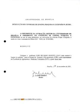 Resolução do Conselho de Ensino, Pesquisa e Extensão nº 0083/2001