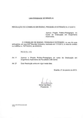 Resolução do Conselho de Ensino, Pesquisa e Extensão nº 0012/2013