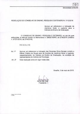 Resolução do Conselho de Ensino, Pesquisa e Extensão nº 0112/2016