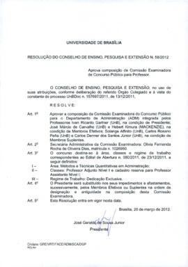 Resolução do Conselho de Ensino, Pesquisa e Extensão nº 0058/2012