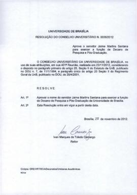 Resolução do Conselho Universitário nº 0036/2012