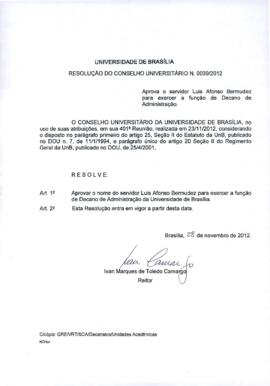 Resolução do Conselho Universitário nº 0039/2012