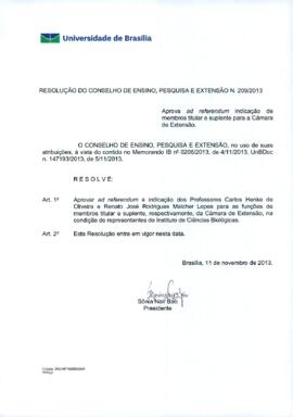 Resolução do Conselho de Ensino, Pesquisa e Extensão nº 0209/2013