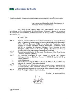 Resolução do Conselho de Ensino, Pesquisa e Extensão nº 0001/2014