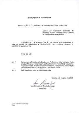 Resolução do Conselho de Administração nº 0047/2013