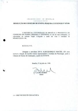 Resolução do Conselho de Ensino, Pesquisa e Extensão nº 0075/1998