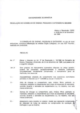 Resolução do Conselho de Ensino, Pesquisa e Extensão nº 0563/2009