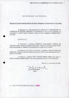 Resolução do Conselho de Ensino, Pesquisa e Extensão nº 0092/2000