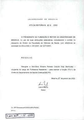 Ato da Reitoria nº 0008/2002