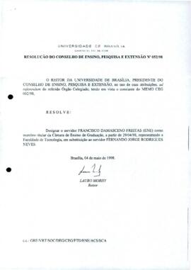 Resolução do Conselho de Ensino, Pesquisa e Extensão nº 0052/1998