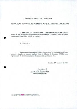Resolução do Conselho de Ensino, Pesquisa e Extensão nº 0015/2001
