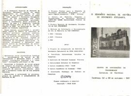 Panfleto de Apresentação e Programação do II Seminário Nacional de História do Movimento Estudantil