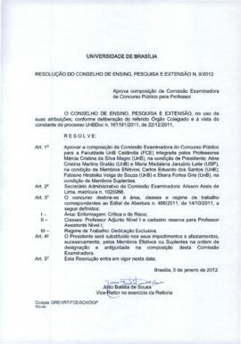 Resolução do Conselho de Ensino, Pesquisa e Extensão nº 0009/2012