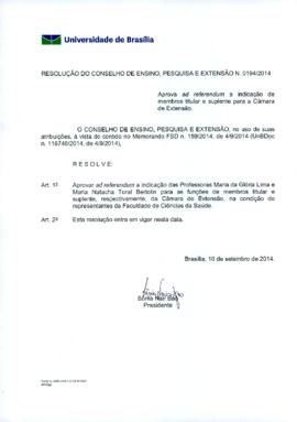 Resolução do Conselho de Ensino, Pesquisa e Extensão nº 0194/2014