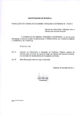 Resolução do Conselho de Ensino, Pesquisa e Extensão nº 0115/2013