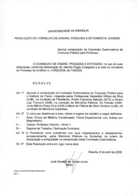 Resolução do Conselho de Ensino, Pesquisa e Extensão nº 0204/2009