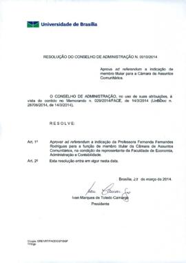 Resolução do Conselho de Administração nº 0010/2014