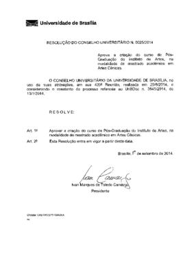 Resolução do Conselho Universitário nº 0025/2014