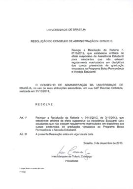Resolução do Conselho de Administração nº 0076/2013