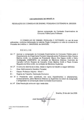Resolução do Conselho de Ensino, Pesquisa e Extensão nº 0265/2009