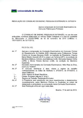 Resolução do Conselho de Ensino, Pesquisa e Extensão nº 0075/2014